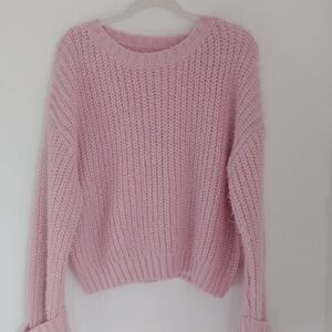 Cider Womens Soft Pink Crew Neck Loose Knit Fluffy Sweater Sz 1X Cozy Wool Blend